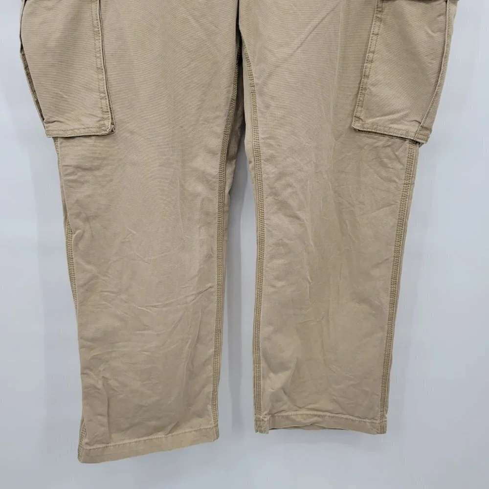 Carhartt Men Brown 100% Cotton Rugged Relaxed Fit Straight Cargo Pants Size 42